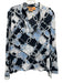 Tory Burch Size 10 Black, Blue, White Cotton Long Sleeve Chain Link Sequined Top Black, Blue, White / 10