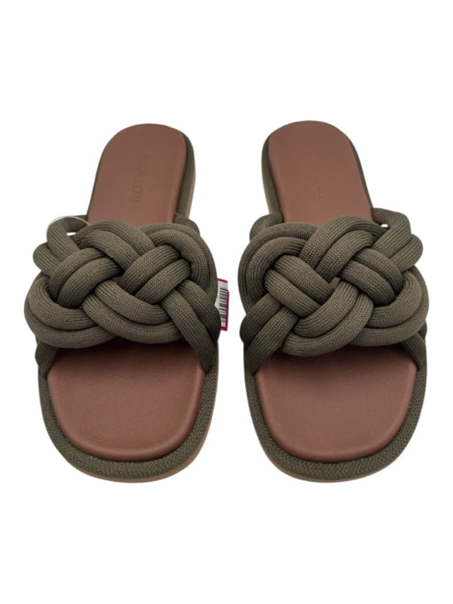 Rothy's Shoe Size 8W Green Open Toe Knot Detail Flat Slip On Sandals Green / 8W