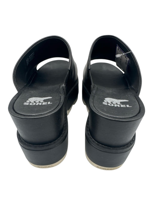 Sorel Shoe Size 8.5 Black Leather & Synthetic Peep Toe Platform Sandals Black / 8.5