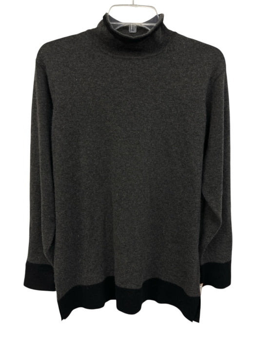Forte Cashmere Size M Dark Gray Cashmere Long Sleeve High Neck Knit Sweater Dark Gray / M