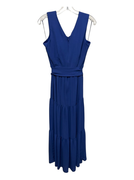 J. McLaughlin Size 2 dark blue Polyester Sleeveless V Neck Tiered Midi Dress dark blue / 2