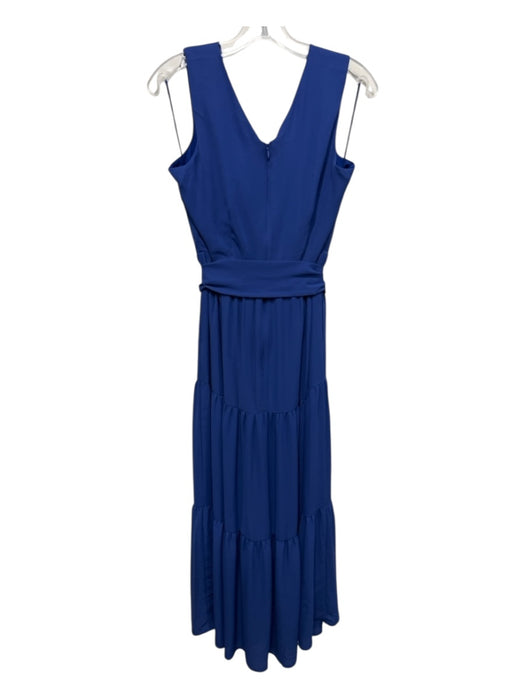 J. McLaughlin Size 2 dark blue Polyester Sleeveless V Neck Tiered Midi Dress dark blue / 2