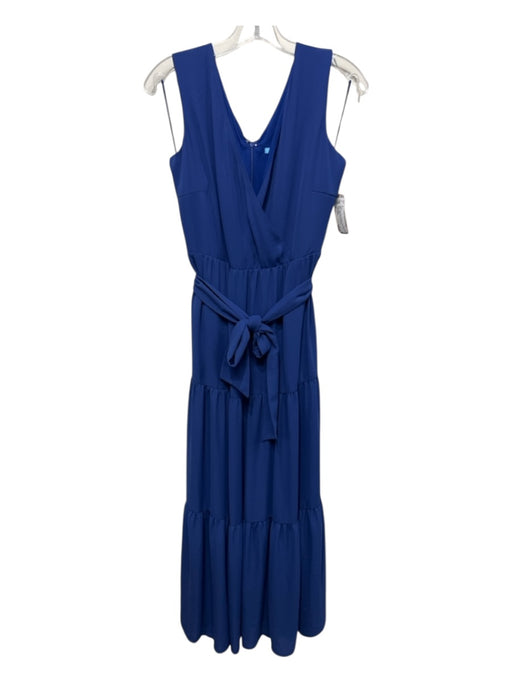 J. McLaughlin Size 2 dark blue Polyester Sleeveless V Neck Tiered Midi Dress dark blue / 2