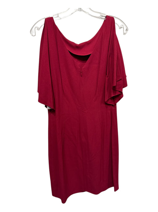 Theory Size 2 Blood Red Acetate Blend Slice Short Sleeves Back V Back Zip Dress Blood Red / 2