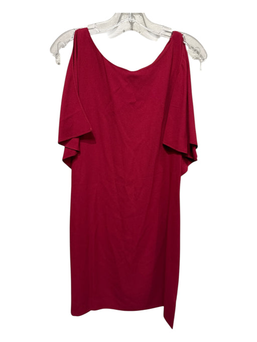 Theory Size 2 Blood Red Acetate Blend Slice Short Sleeves Back V Back Zip Dress Blood Red / 2
