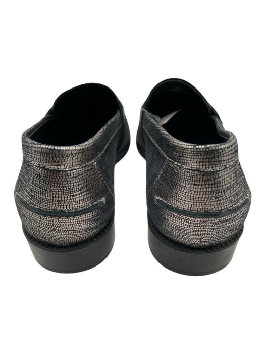 Tods Shoe Size 36 Silver & Black Leather round toe seam detail loafer Flats Silver & Black / 36