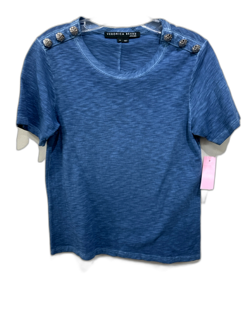 Veronica Beard Jeans Size XS Blue Cotton Heathered Silver Tone Buttons Top Blue / XS