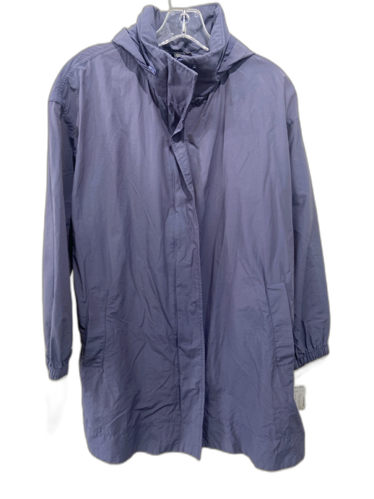 Eileen Fisher Size S Blue Purple Cotton & Nylon Hood Zip Up Raincoat Jacket Blue Purple / S