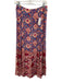 Ba&sh Size 4 Blue, Pink, White Viscose Block Printed Floral Back Zip Midi Skirt Blue, Pink, White / 4