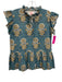 Victoria Dunn Size X Teal & Yellow Cotton Floral Tie V Neck Top Teal & Yellow / X