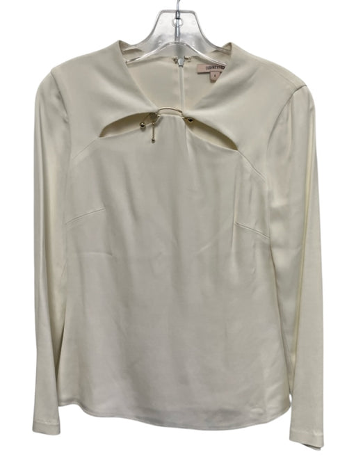 Cushnie et Ochs Size 2 Cream & Gold Viscose & Elastane 3/4 Sleeve Cut Out Top Cream & Gold / 2