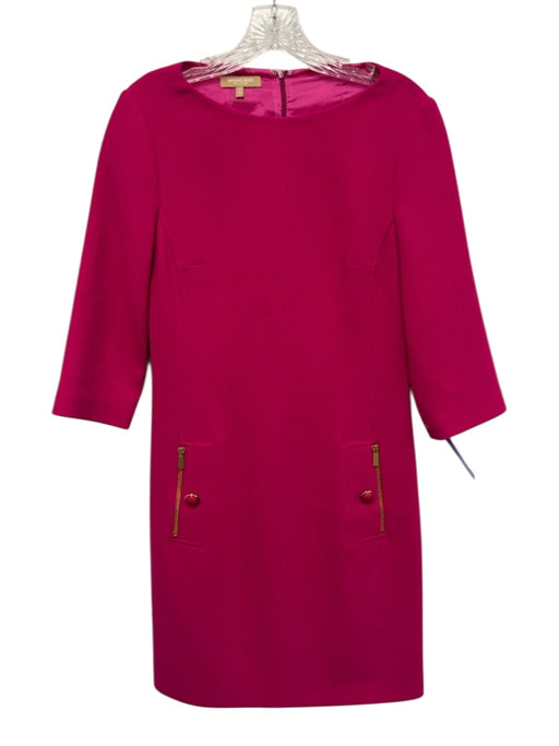 Michael Kors Collection Size 4 Hot pink Virgin Wool 3/4 Sleeve Wide Neck Dress Hot pink / 4