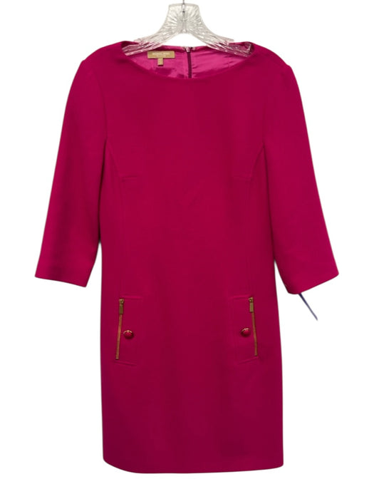 Michael Kors Collection Size 4 Hot pink Virgin Wool 3/4 Sleeve Wide Neck Dress Hot pink / 4