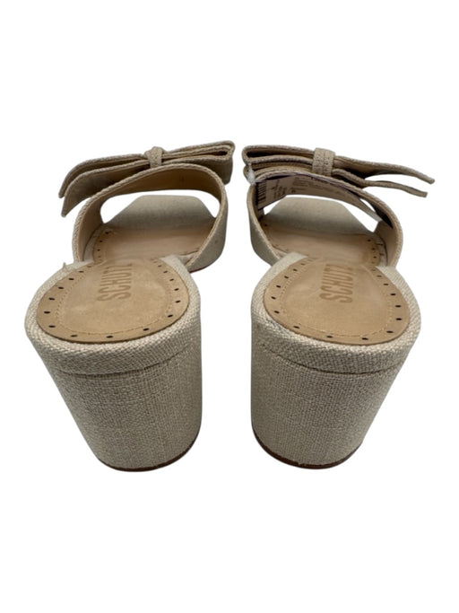 Schutz Shoe Size 6 Beige textile upper Bow detail Mule Square Chisel Toe Sandals Beige / 6
