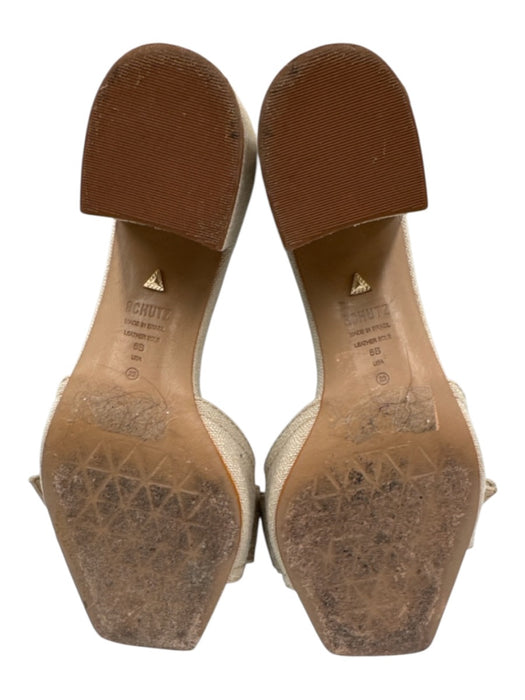 Schutz Shoe Size 6 Beige textile upper Bow detail Mule Square Chisel Toe Sandals Beige / 6
