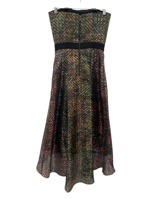 Sachin & Babi NOIR Size 2 Black & Multi Polyester & Silk Strapless Pleated Dress Black & Multi / 2