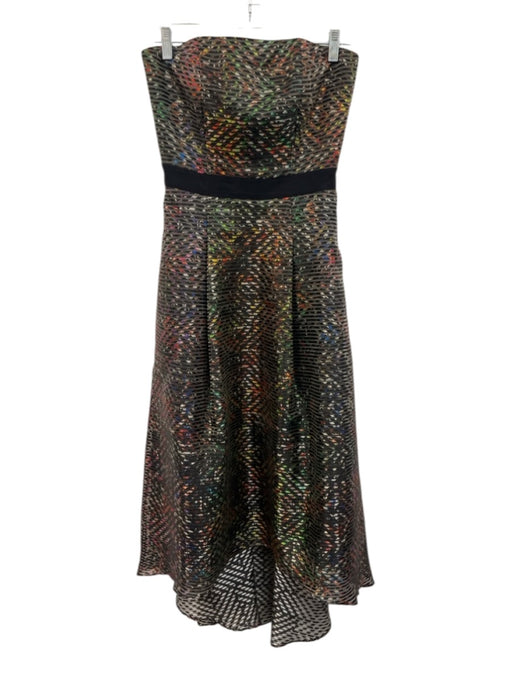 Sachin & Babi NOIR Size 2 Black & Multi Polyester & Silk Strapless Pleated Dress Black & Multi / 2