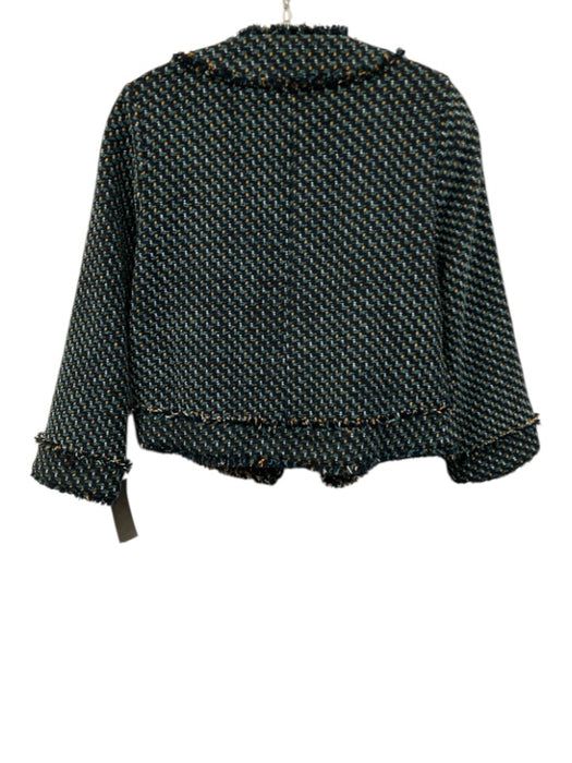 Ann Mashburn Size XS Navy Blue, Green & Yellow Acrylic & Wool Blend Tweed Jacket Navy Blue, Green & Yellow / XS