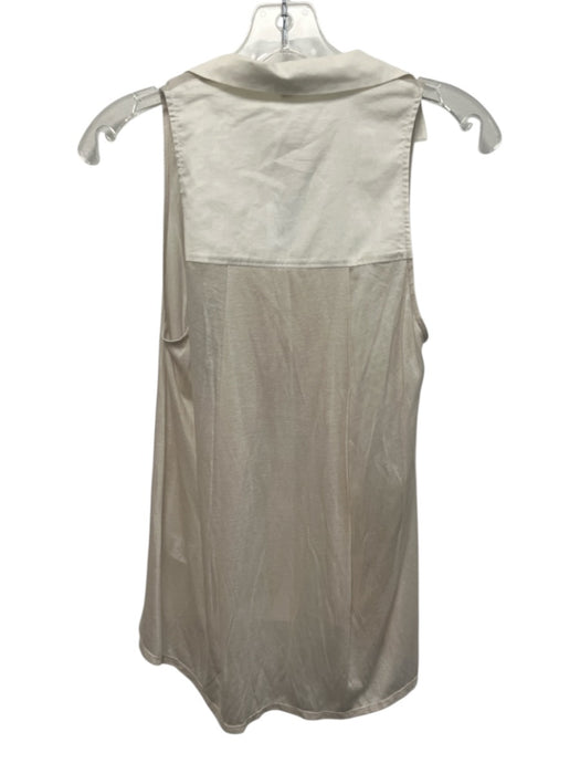 Helmut Size P Cream White & Beige Cotton Fabric Block Sleeveless Button Up Top Cream White & Beige / P