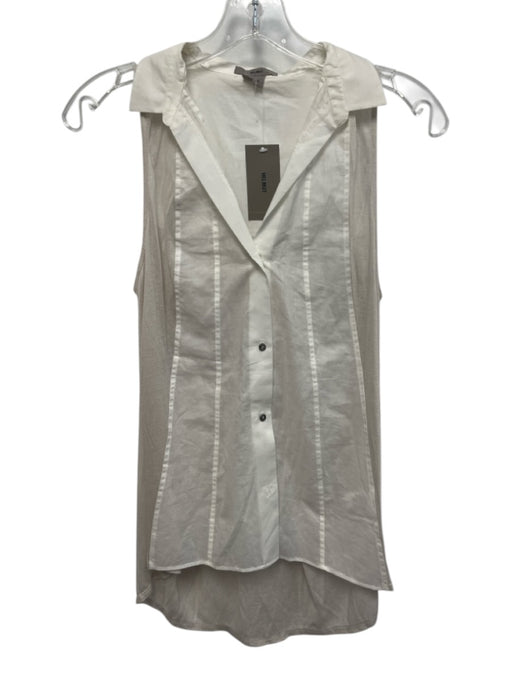 Helmut Size P Cream White & Beige Cotton Fabric Block Sleeveless Button Up Top Cream White & Beige / P