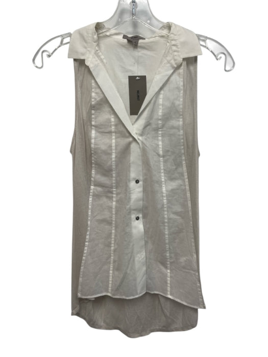 Helmut Size P Cream White & Beige Cotton Fabric Block Sleeveless Button Up Top Cream White & Beige / P