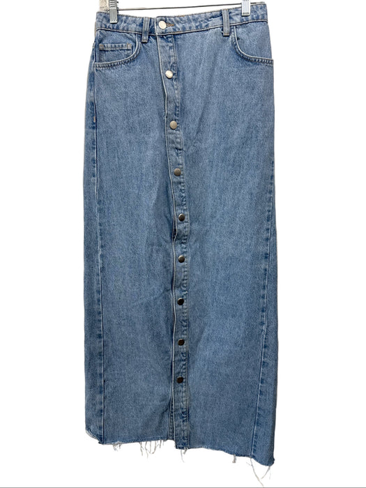 MNG Size S Light Wash Cotton Denim Button Down Maxi Skirt