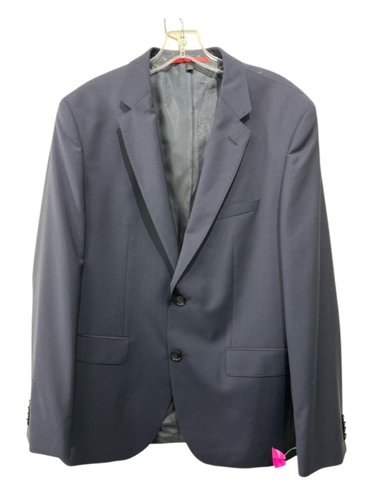 Boss Navy Wool Blend Solid 2 Button Men's Blazer 50