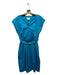 Max Mara Size 10 Teal Cotton Pleated Gathered Waist Midi Dress Teal / 10