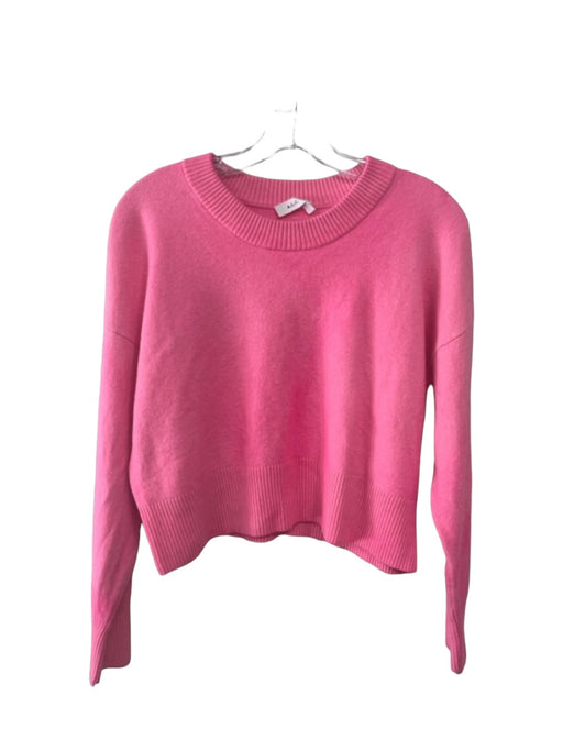 A.L.C. Size L Pink Wool & Viscose Solid Long Sleeve Crop Sweater Pink / L