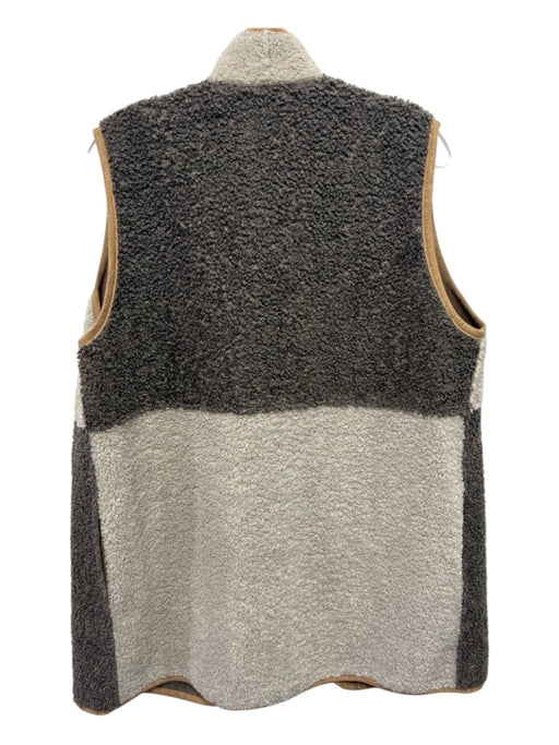 Velvet Size L Beige & Brown print Polyester Faux Shearling Colorblock Trim Vest Beige & Brown print / L