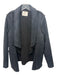 Velvet Black Faux Suede Faux Shearling Raw Edge Open Front Draped Coat Black / L