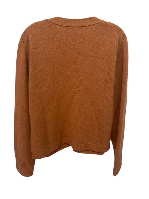 Naadam Size M Orange Cashmere V Neck Front Pocket Button Down Cardigan Orange / M