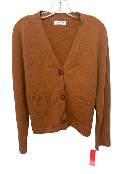 Naadam Size M Orange Cashmere V Neck Front Pocket Button Down Cardigan Orange / M