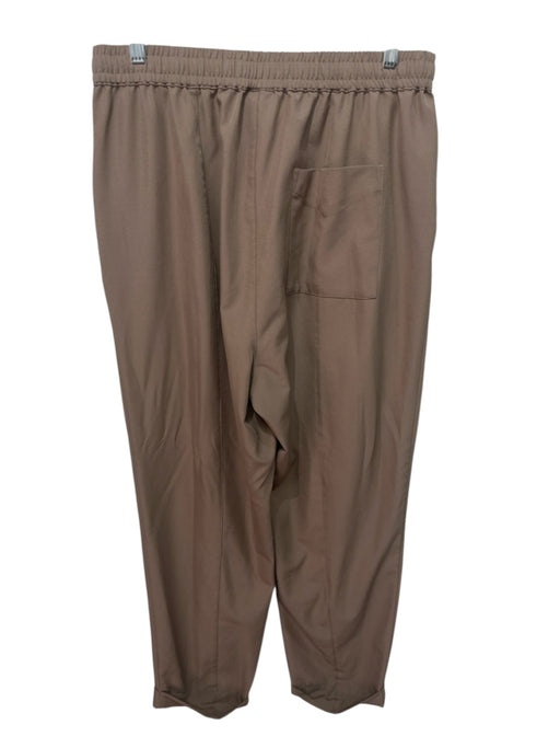 Varley Size L Taupe Brown Polyester Blend Elastic Waist Cuffed Cropped Pants Taupe Brown / L