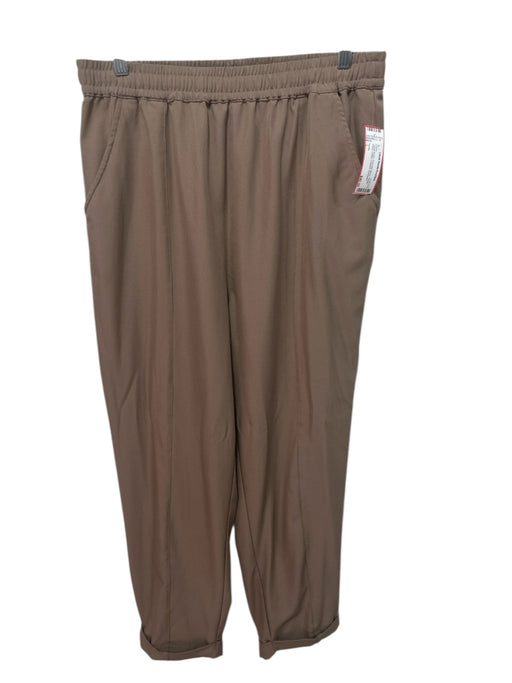 Varley Size L Taupe Brown Polyester Blend Elastic Waist Cuffed Cropped Pants Taupe Brown / L