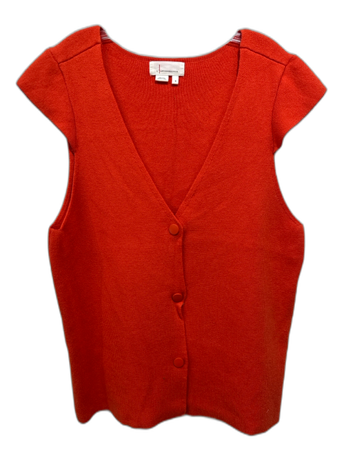 By Anthropologie Size M Orange Viscose & Polyester Cap Sleeve Snaps Knit Top Orange / M