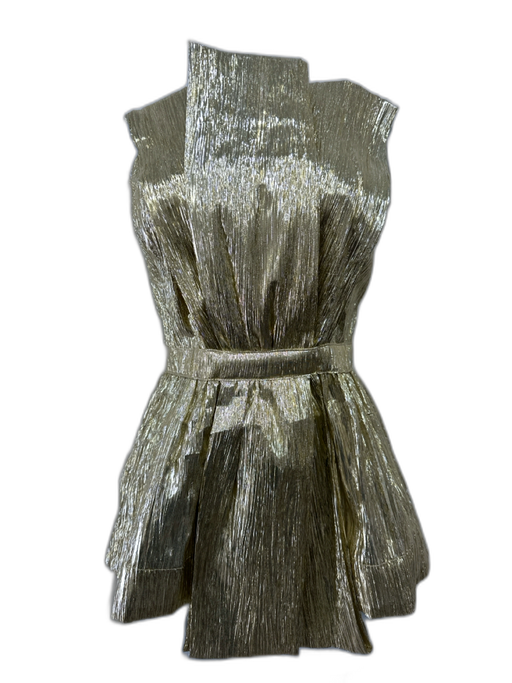 Hyacinth House Size L Gold Polyester Metallic Strapless Crinkle Peplum Top Gold / L