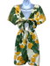 Farm Rio Size L Yellow, Green & Cream Linen Short Sleeve floral & leaves Romper Yellow, Green & Cream / L