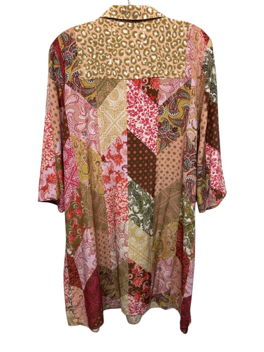 Kachel x Anthropologie Size 12 Peach, Pink & Multi Silk Long Sleeve Dress Peach, Pink & Multi / 12