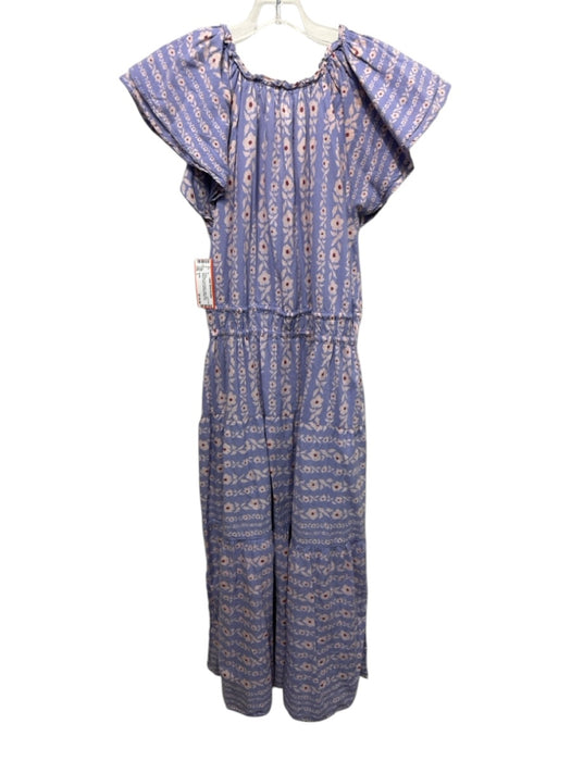 Omika Size L Lavender, Pink & Multi Cotton Short Sleeve Floral Maxi Dress Lavender, Pink & Multi / L
