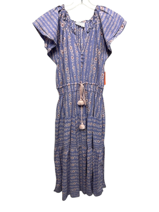 Omika Size L Lavender, Pink & Multi Cotton Short Sleeve Floral Maxi Dress Lavender, Pink & Multi / L