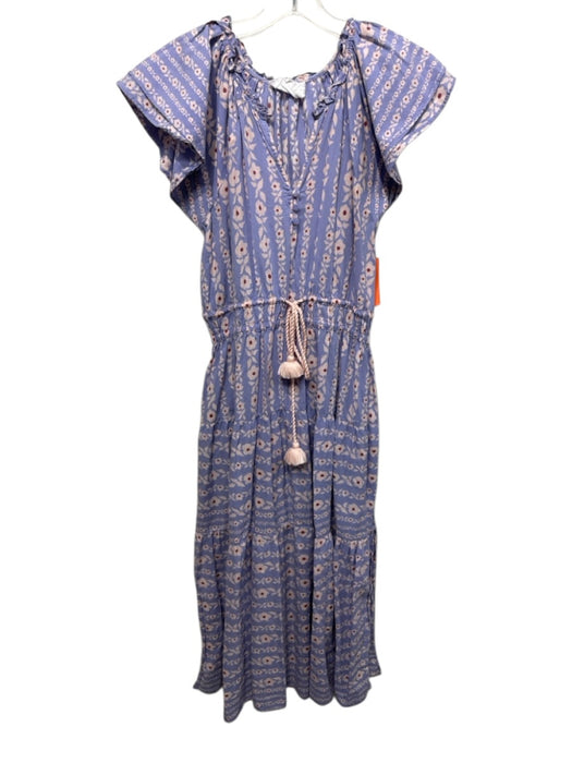 Omika Size L Lavender, Pink & Multi Cotton Short Sleeve Floral Maxi Dress Lavender, Pink & Multi / L