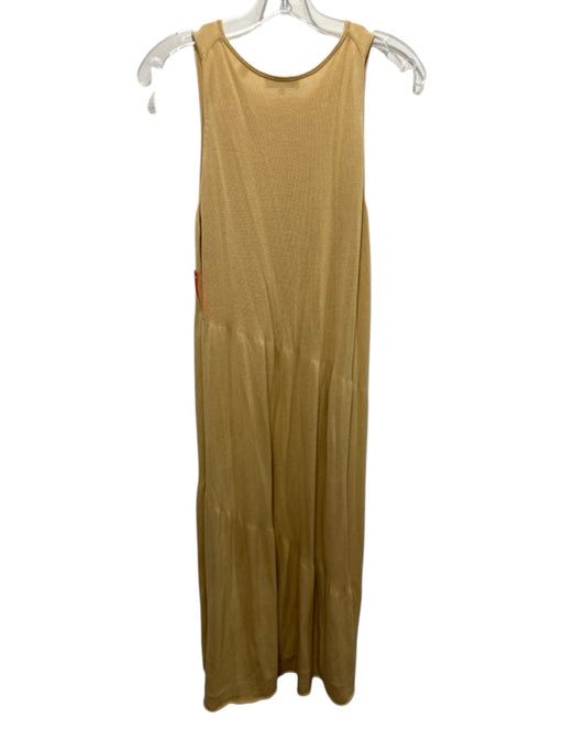 Vince Size L Yellow Cotton Knit Sleeveless Rolled Neck Maxi Dress Yellow / L