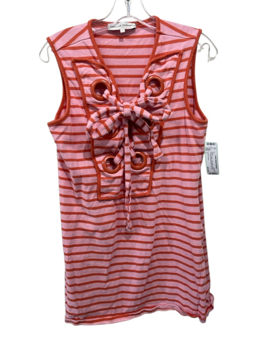 English Factory Size L Pink & Orange Cotton Blend Stripe Mini Dress Pink & Orange / L