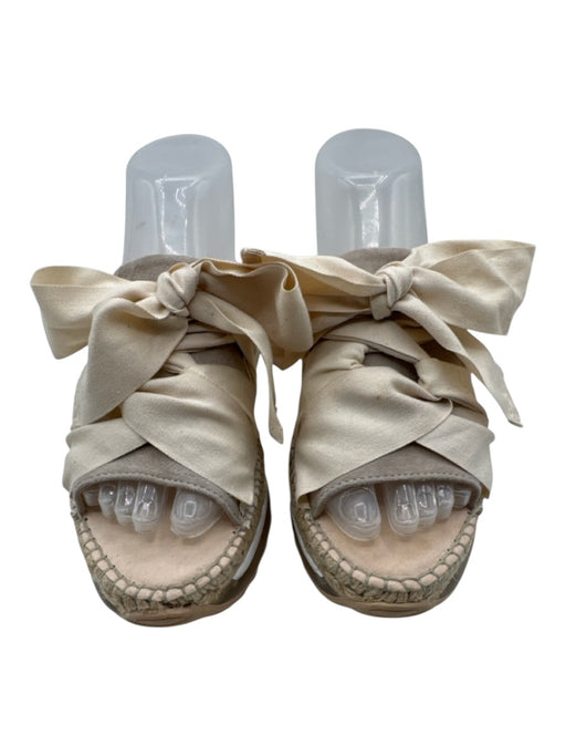 Free People Shoe Size 37 Beige, Gray, White Suede & Canvas Rubber Sole Sandals Beige, Gray, White / 37