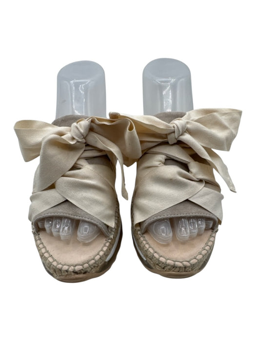 Free People Shoe Size 37 Beige, Gray, White Suede & Canvas Rubber Sole Sandals Beige, Gray, White / 37
