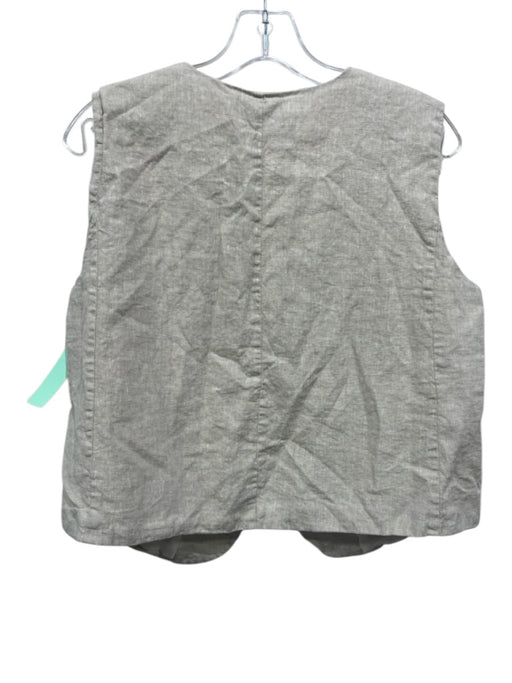 Tuckernuck Size L Oatmeal Beige Linen V Neck Cropped Vest Top Oatmeal Beige / L