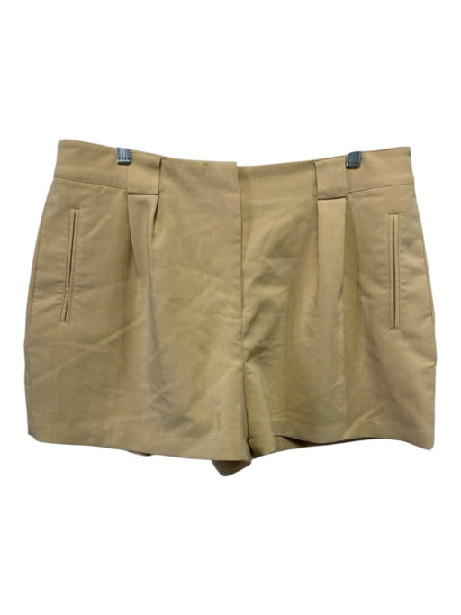 Tuckernuck Size XL Khaki Polyester Belt Loops Pleated High Rise Mini Shorts Khaki / XL