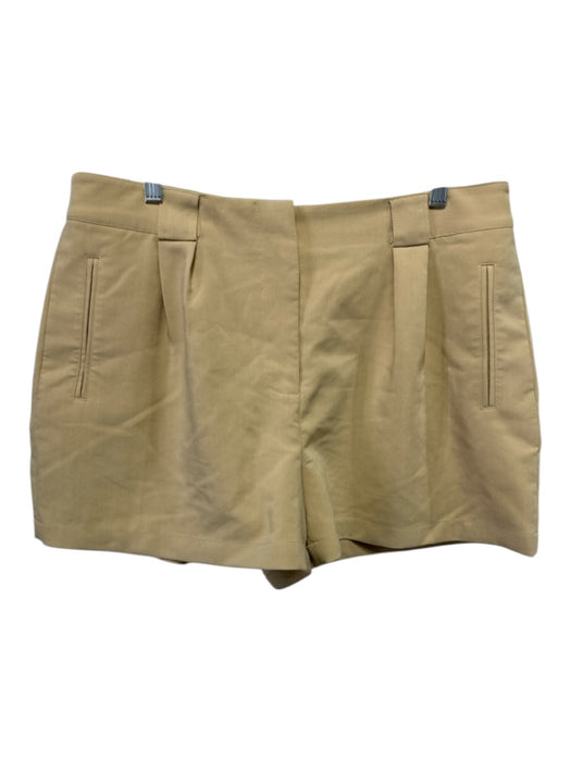 Tuckernuck Size XL Khaki Polyester Belt Loops Pleated High Rise Mini Shorts Khaki / XL