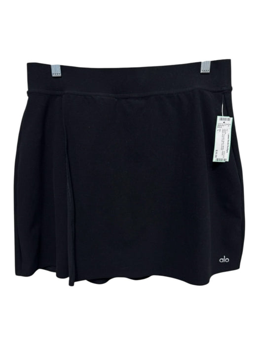 Alo Size L Black Polyester Blend Athletic Elastic Waist Knee Length Shorts Black / L